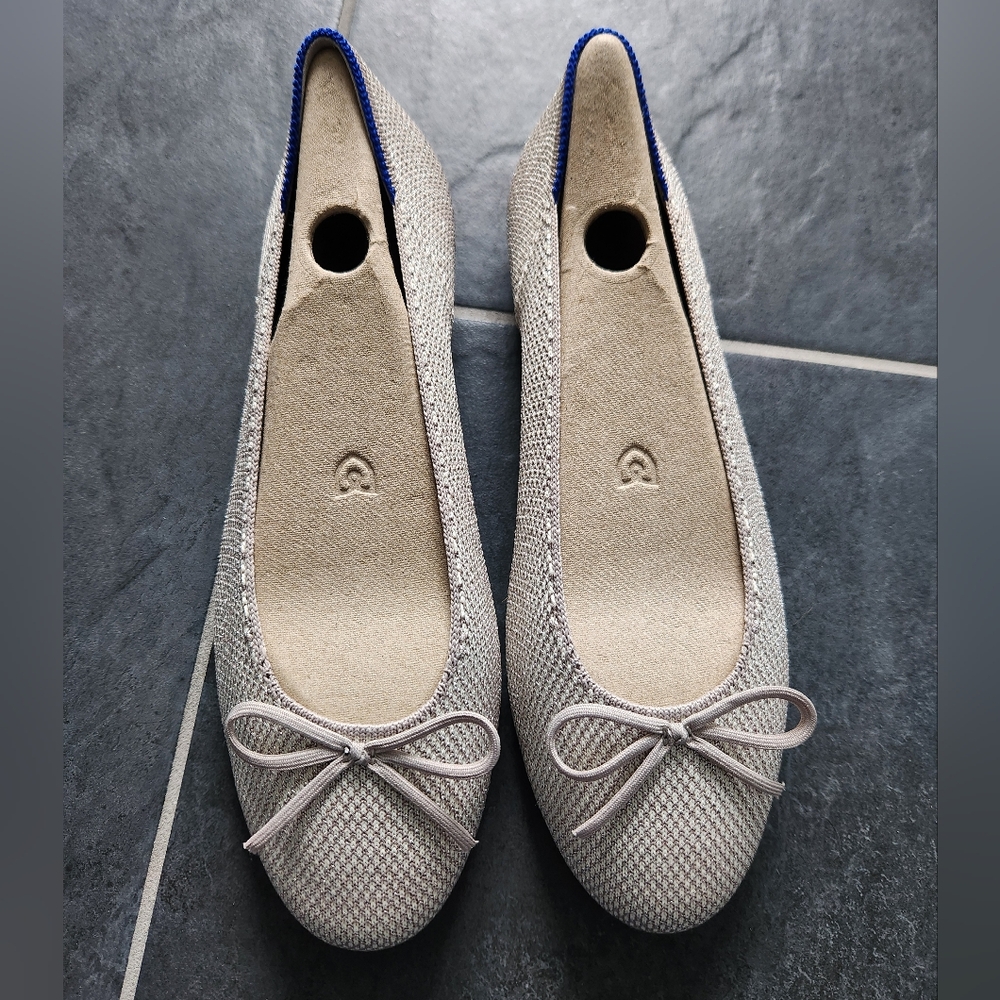 Rothys Platinum Metallic Ballet Flats 7.5